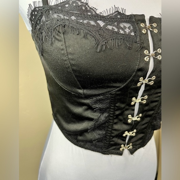 ASOS Corset Cami Lace Insert Adjustable Straps Elastic Bottom Hook-Eye Closure - Picture 4 of 12